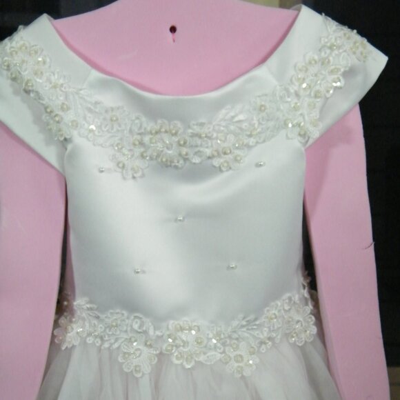 Robe de bouquetière ou première communion avec dentelle et perles - Picture 3 of 9